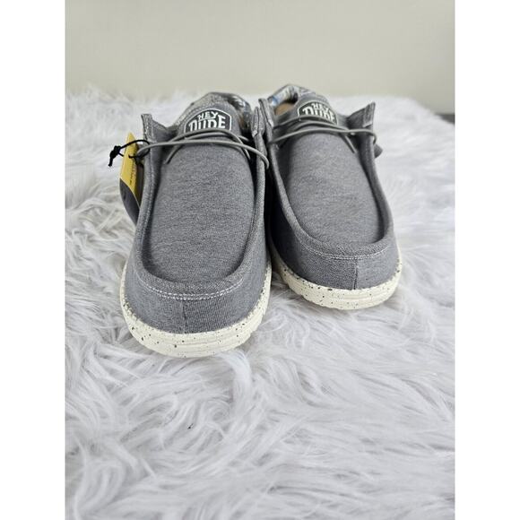 Hey Dude Men's Wally Stretch Loafer Stretch Canvas In Iron Size 11 New With Tags - Picture 3 of 7